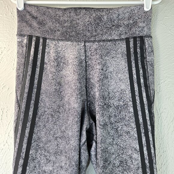 Adidas Leggings Size Medium Gray Black Stretchy Athletic Workout Pull On Pants - Picture 2 of 10